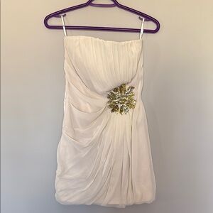 Elegant White Strapless Dress with Embellishment